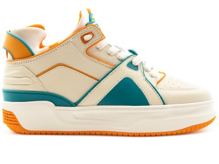 Just Don Courtside Tennis Mid WOT  White Orange Teal  Hot on Sale