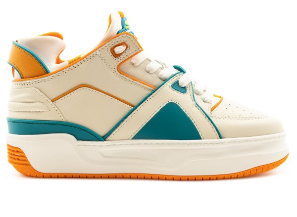 Just Don Courtside Tennis Mid WOT  White Orange Teal  Hot on Sale