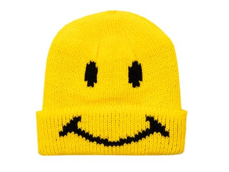 Chinatown Market Smiley Knitted Yellow Beanie Cheap