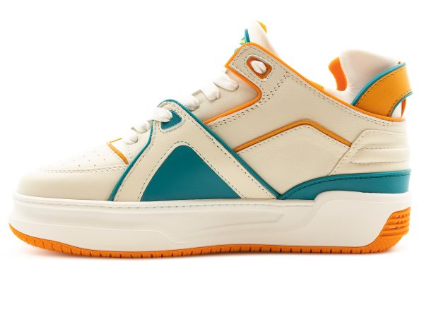 Just Don Courtside Tennis Mid WOT  White Orange Teal  Hot on Sale