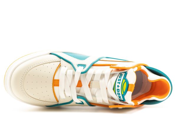 Just Don Courtside Tennis Mid WOT  White Orange Teal  Hot on Sale